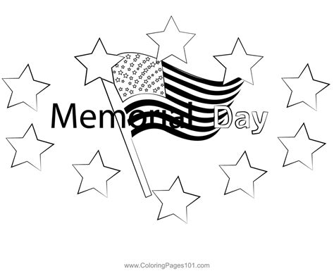 Memorial Day With Stars Coloring Page For Kids Free Memorial Day