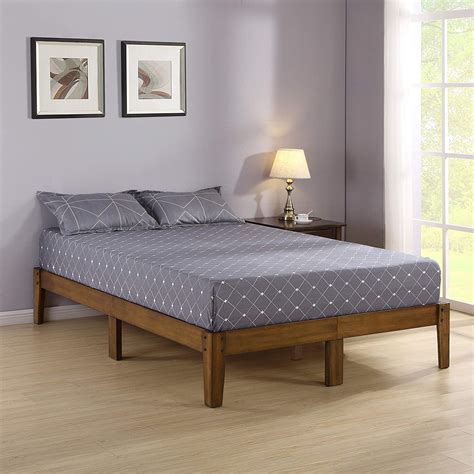 Ktaxon 14 Inch Solid Wood Platform Bed Frame, No Box Spring Needed