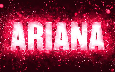 Scarica Sfondi Buon Compleanno Ariana K Luci Al Neon Rosa Ariana Nome Creativo Ariana Buon