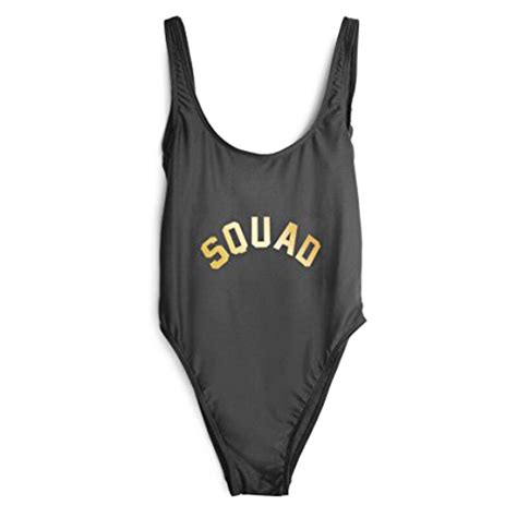 one piece swimsuit letters squad sexy swimsuits high leg low back bathing suit red black