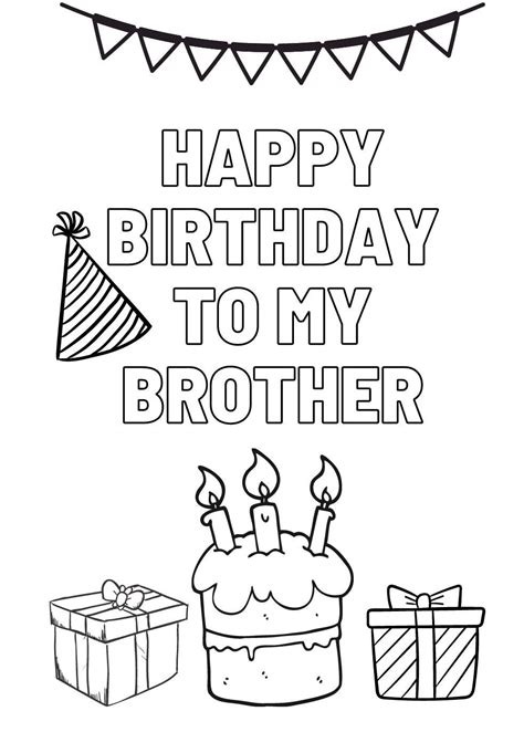 Happy Birthday Brother Happy Birthday Card Colouring In Card