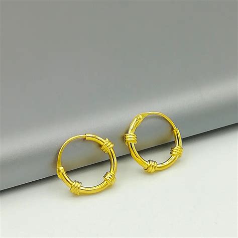 Small gold hoops 10 mm hoops Bali gold ear hoops Twisted 