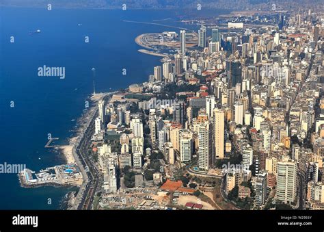 Beirut Aerial View Of The Capital City Of Lebanon On The Mediterranean