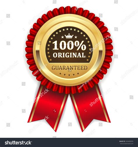 Gold 100 Percent Original Badge Red Stock Vector Royalty Free