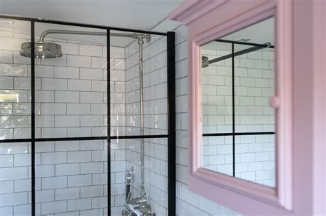 Victorian Bathroom With Metro Tiles Steel Metal Crittall Shower Screen