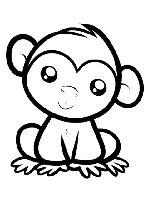 Coloring Pages Cute Baby Monkey Coloring Page