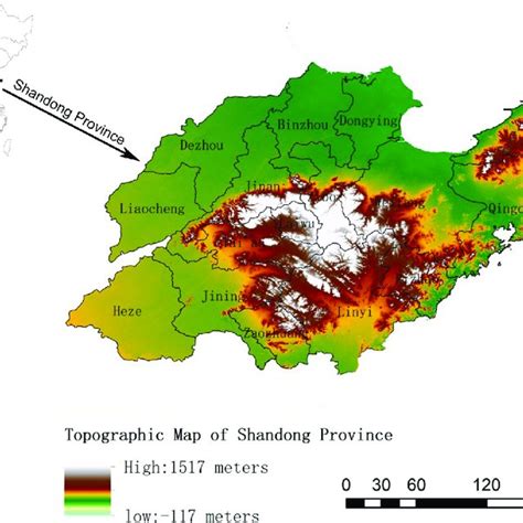 Topographic Map Of Shandong Province Download Scientific Diagram