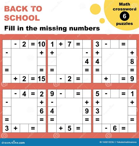 Math Crossword Puzzles Worksheet. Stock Vector - Illustration of