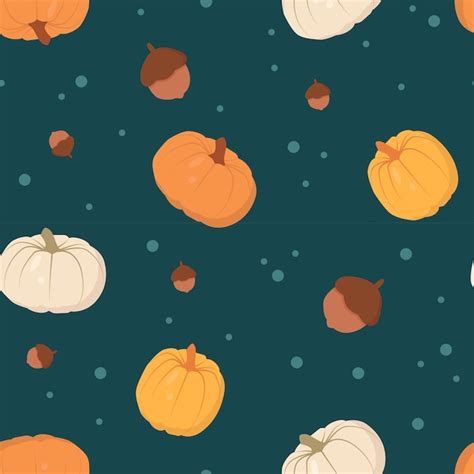 Premium Vector Autumn Seamless Pattern With Pumpkins And Acorns