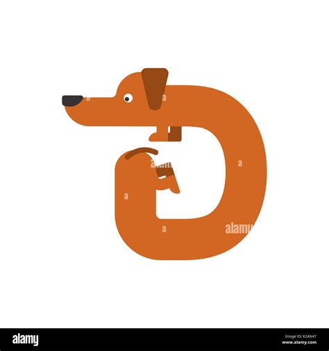 Carta D Es Perro Mascota Fuente Teckel Alfabeto Rotulación Del