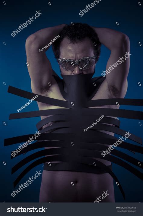 Bdsm Man Covered Black Strips Shibari Stock Photo Shutterstock