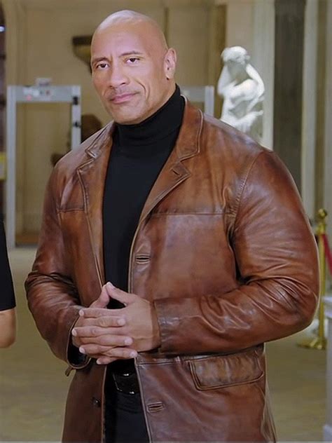 Dwayne Johnson Leather Jacket Red Notice Brown Leather Coat