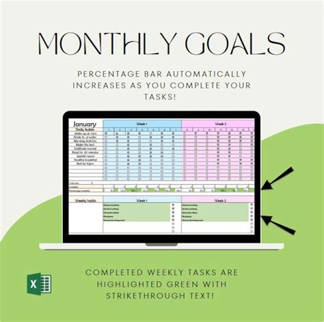 Habit Tracker Excel Spreadsheet Etsy