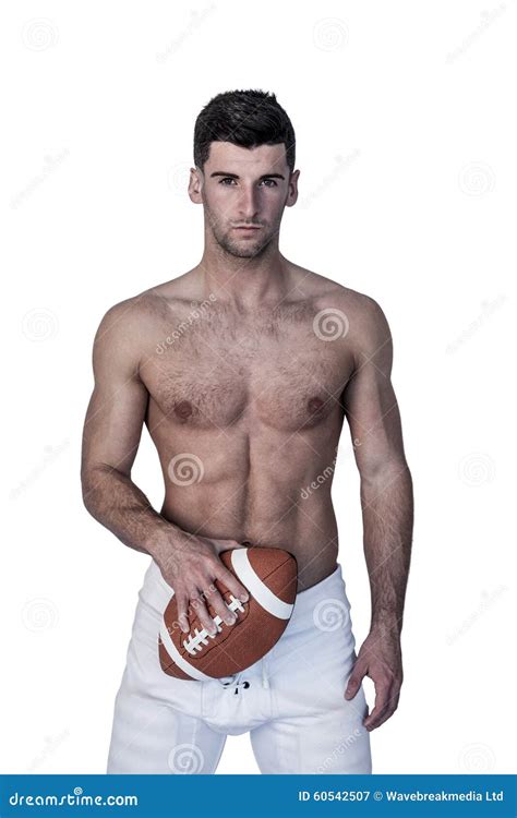 Portrait Of A Shirtless Man Holding Ball Stock Image Image Of