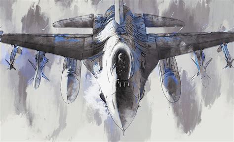 F 16 Fighting Falcon 02 Painting By Am Fineartprints