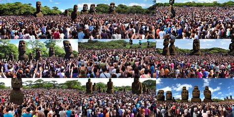 A Large Crowd Worshipping A Moai Statue Stable Diffusion OpenArt