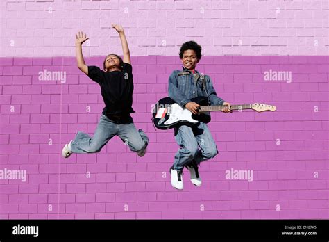 Happy African Descent Kids Playing Music Stock Photo Alamy