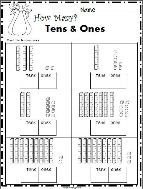 These questions on math worksheet on tens and ones in numbers will help the first grade kids to understand and practice the place value of numbers from 1 to 99. How Many Tens and Ones? - Fall 1st Grade Math - Made By ...