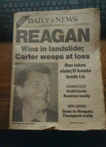 Vintage Ronald Reagan Wins 1980 Presidential Election Newspaper Daily
