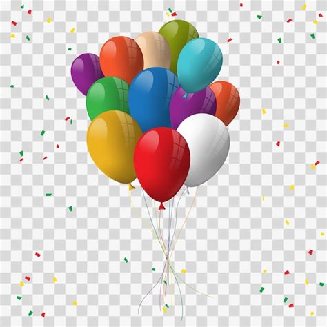 Premium Vector 3d Realistic Colorful Bunch Of Happy Birthday Balloons