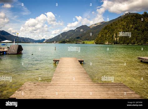 Beautiful View Of Lake Wolfgang Wolfgangsee Strobl Austria Europe