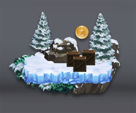 Snowy Mountains Platformer Tile Set Royalty Free Game Art