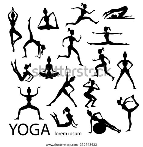 Yoga Poses Silhouettes Body Pose Female Stock Illustration 332743433