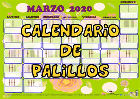 Calendario Marzo Con Palillos Actiludis Calendario Tipos De