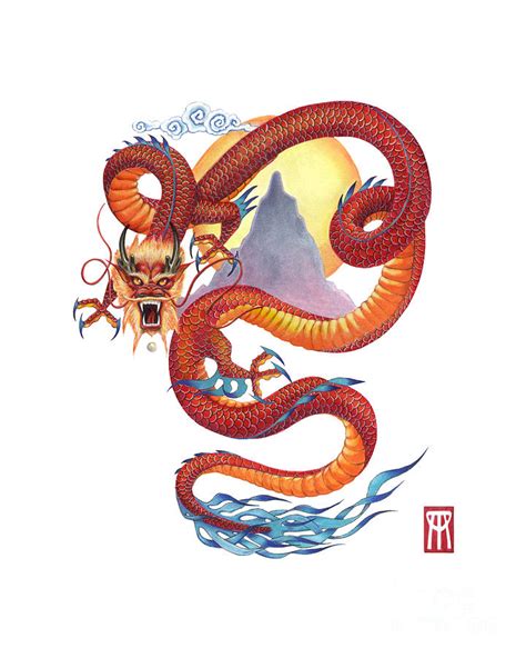 Chinese Red Dragon Painting By Melissa A Benson