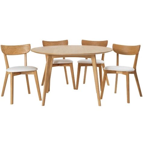 Fjord is a collection of lounge seating, armchairs, and dining chairs, complemented by large and small stools. 4 Seater Round Fjord Dining Table & Chair Set | Dining ...