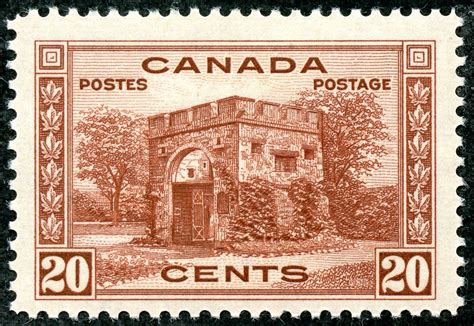 Canada 1938 Scott 243 20c Red Brown Fort Gary Gate Winnipeg Canada