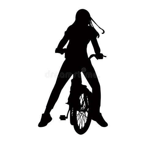 A Girl Riding Bicycle Body Silhouette Vector Art Work Stock Vector Illustration Of White