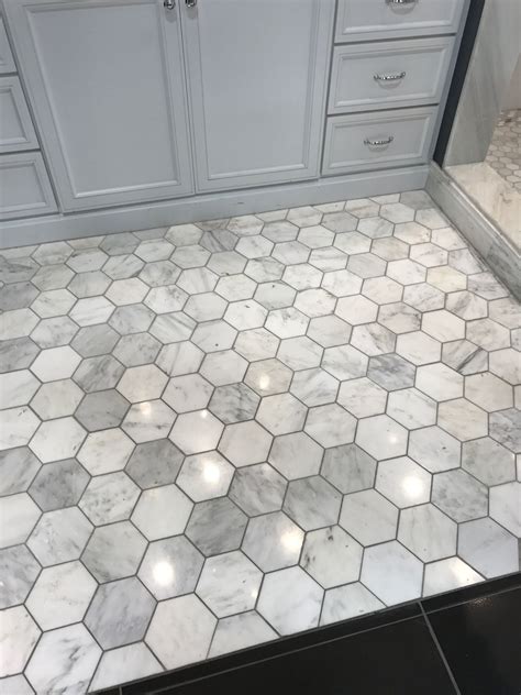 Love This Grey With The Darker Grout Hexagon Tile Floor Hexagon