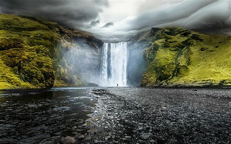 Landscape Nature Iceland Waterfall Skogafoss Waterfalls Hd