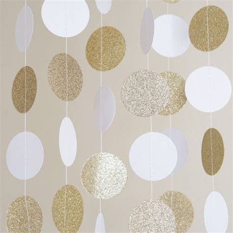 White And Gold Glitter Paper Circle Garland Photo Prop Party