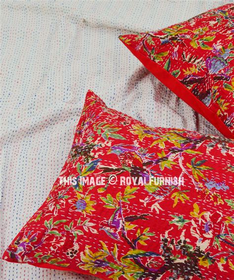 The term pillow sham means a pillow with a false front, stemming from the notion of a trick. Red Accent Bird Paradise Kantha Standard Pillow Sham Set ...