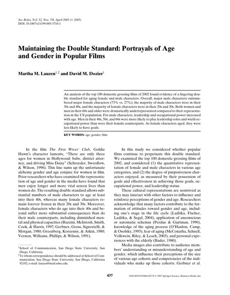Pdf Maintaining The Double Standard Portrayals Of Age And Gender In