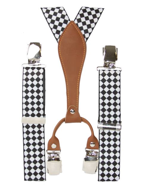 Nice Checkered Suspenders Black And White