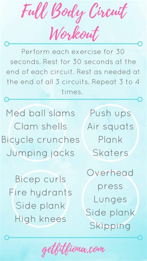Full Body Circuit Workout Get Fit Fiona