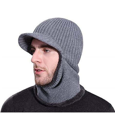 winter tuque knit ninjia cap with visor windproof ski face mask warm fleece balaclava beanie hat