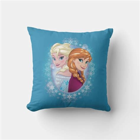 Anna And Elsa Winter Magic Throw Pillow Zazzle