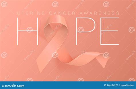 Peach Ribbon Vector Uterine Cancer Awareness Month Sign Isolated On