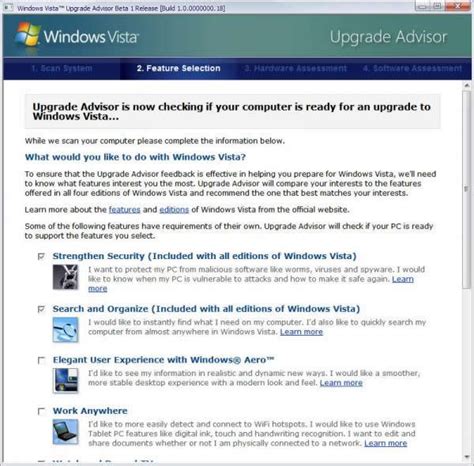 Windows Vista Upgrade Advisor 10