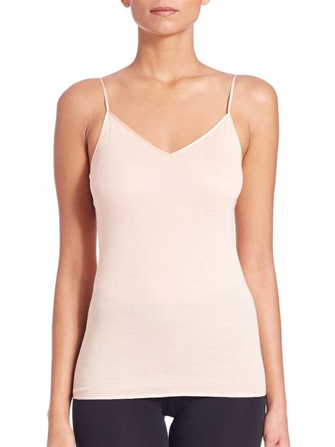 Hanro Cotton Seamless Camisole In Pink Apricot Lyst