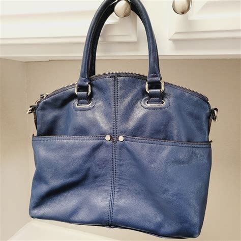 Tignanello Bags Tignanello Navy Blue Leather Satchel Handbag Purse