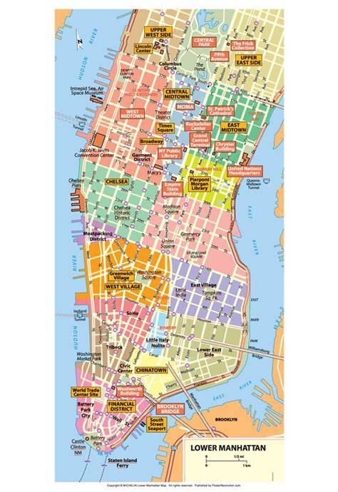 Manhattan Poster Map Art Manhattan Wall Art Manhattan Map