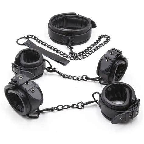 adult sex toys for couples leather harnee bondage restraints neck collar hand ankle cuffs slave