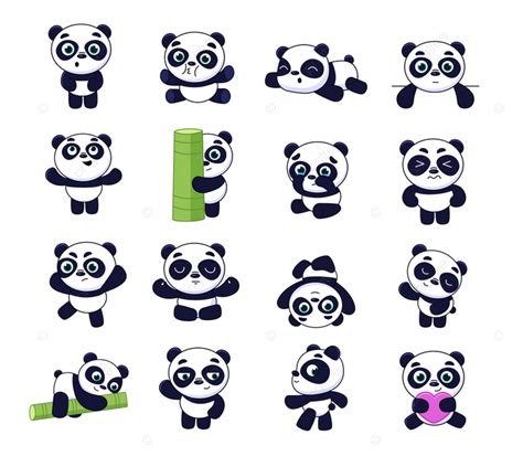 Panda Bears Set Bear Animal Illustration Wild Set Png And Vector