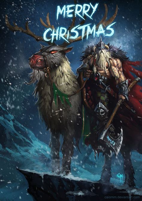 Fantasy Viking Santa Riding Reindeer Geek Art — Geektyrant Geek Art