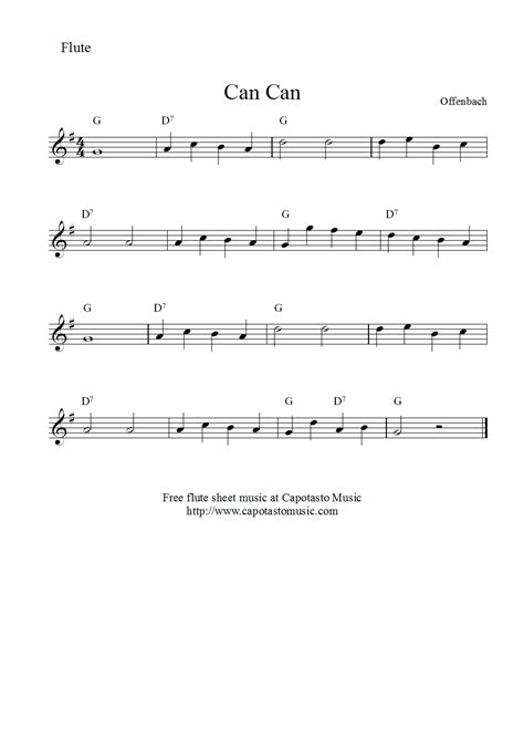 Free Easy Flute Sheet Music Can Can